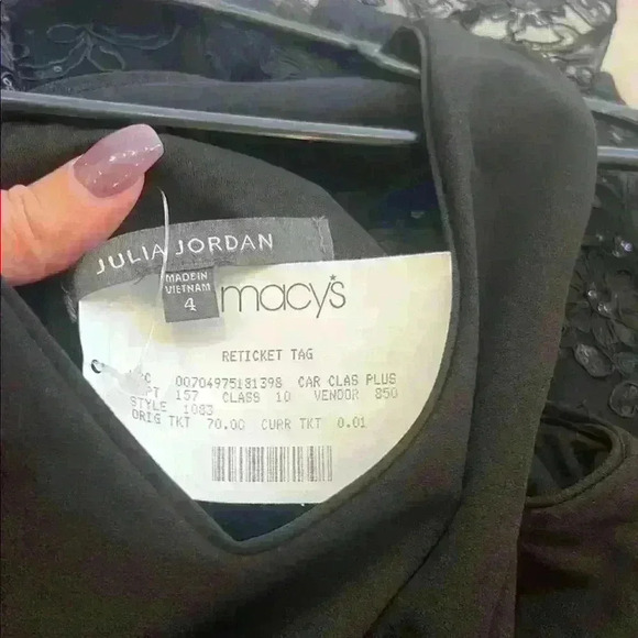 NWT Julia Jordan sz 4 Black sleeveless V-neck midi dress with ruffled lace - Picture 6 of 6